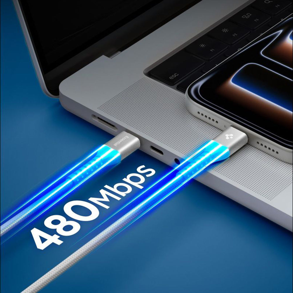USB-C - USB-C Spigen EB10010CCA adat- és töltőkábel, 100W, 1m, Fehér ACA11102