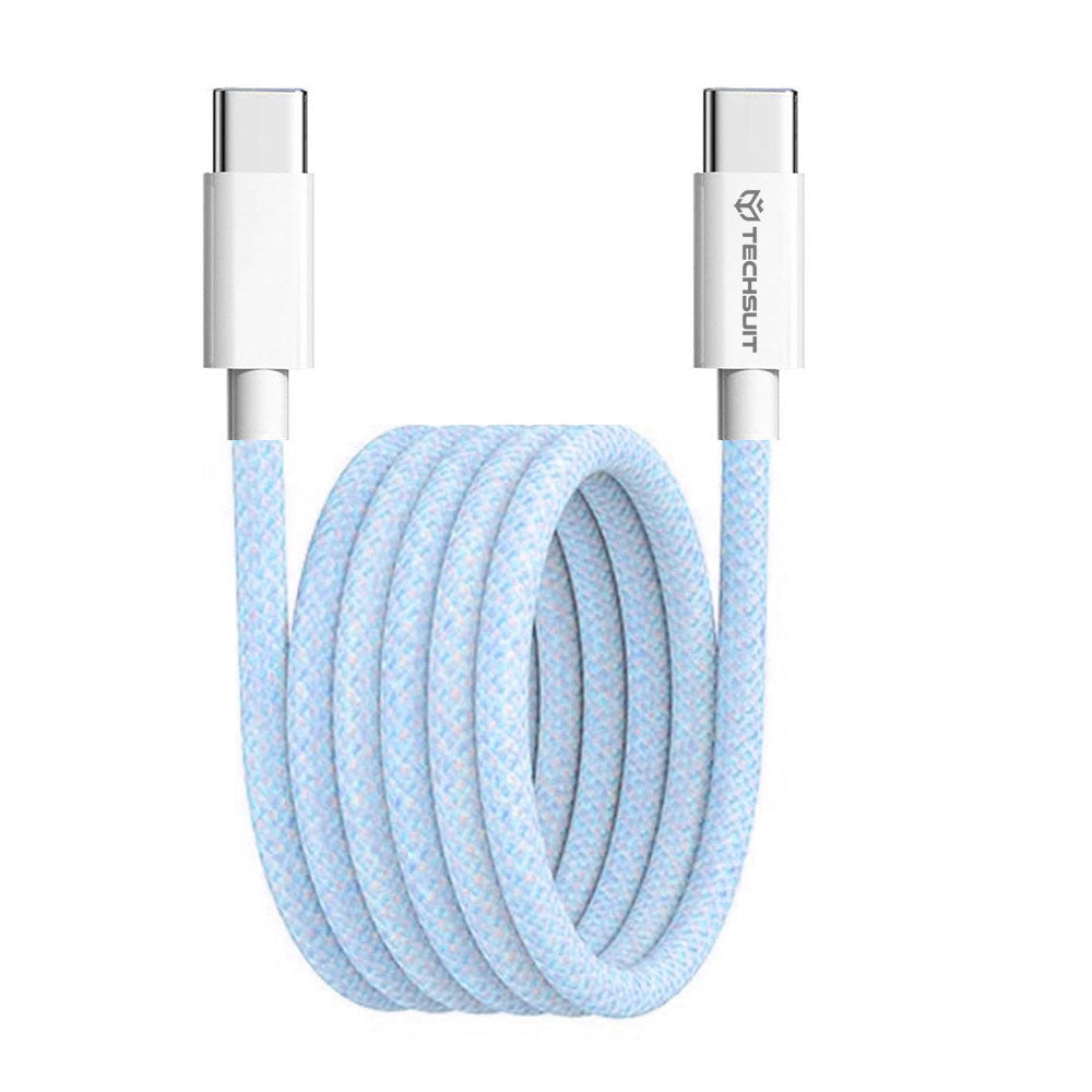 USB-C adat- és töltőkábel - USB-C Techsuit PCB114D, 60W, 1m, Kék