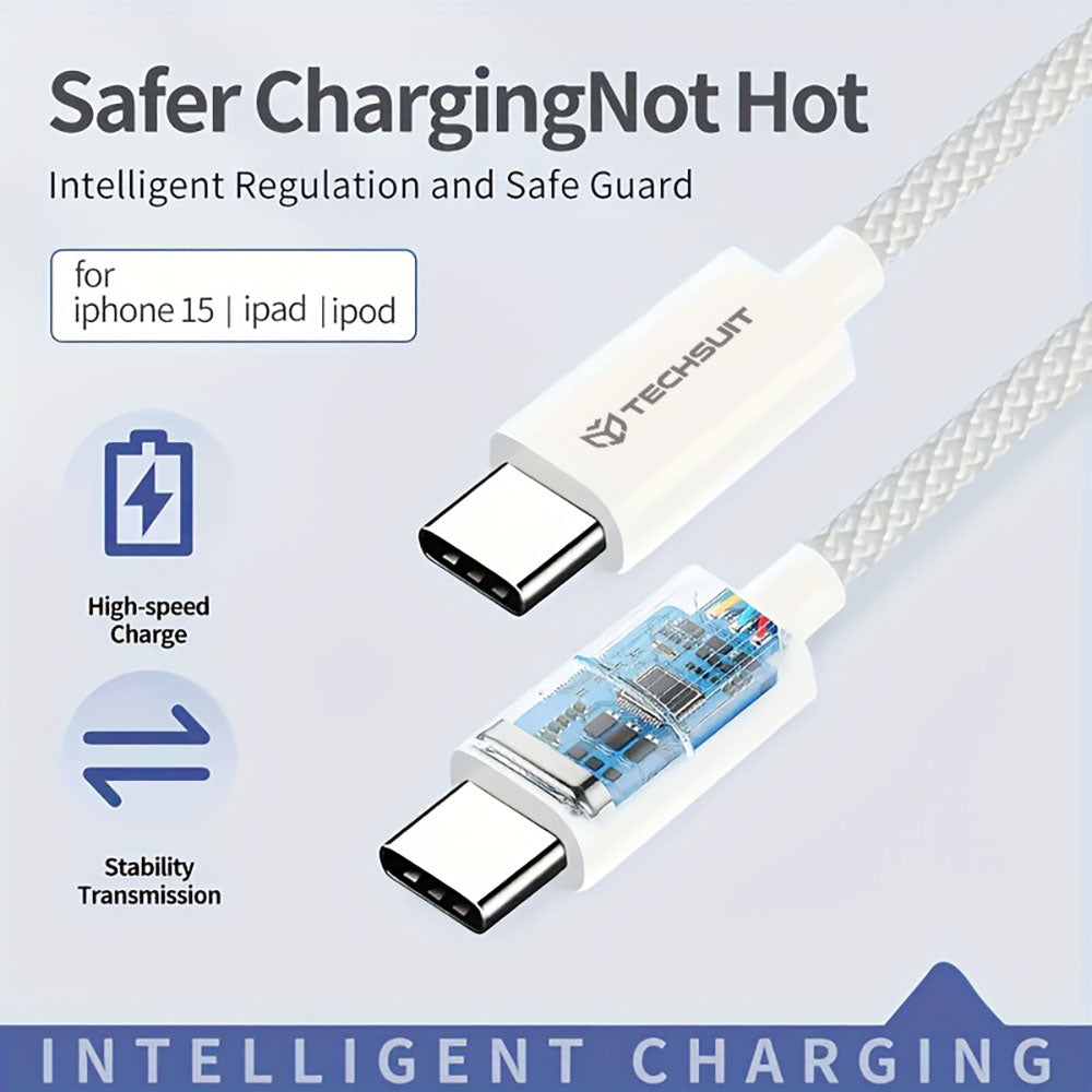 USB-C - USB-C Techsuit PCB114D adat- és töltőkábel, 60W, 1m, Lila