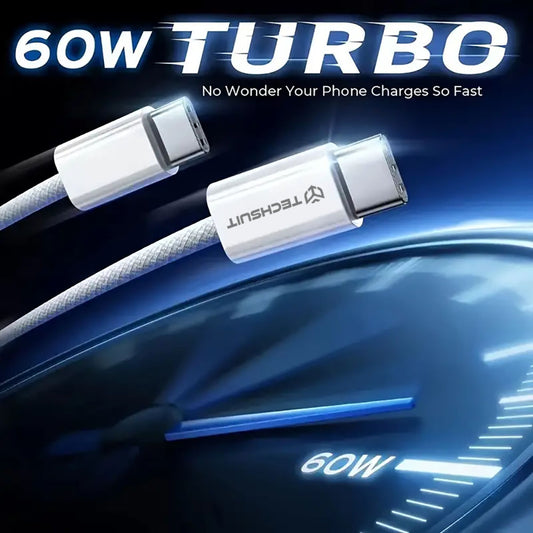 USB-C adat- és töltőkábel - USB-C Techsuit PCB114D, 60W, 1m, Zöld