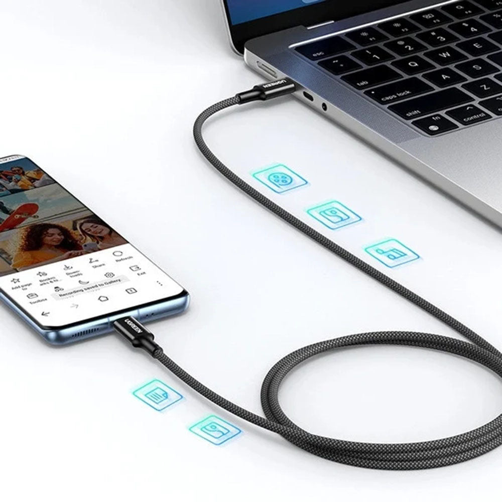 USB-C - USB-C adat- és töltőkábel UGREEN US557 (15267), 100W, 1m, Fehér
