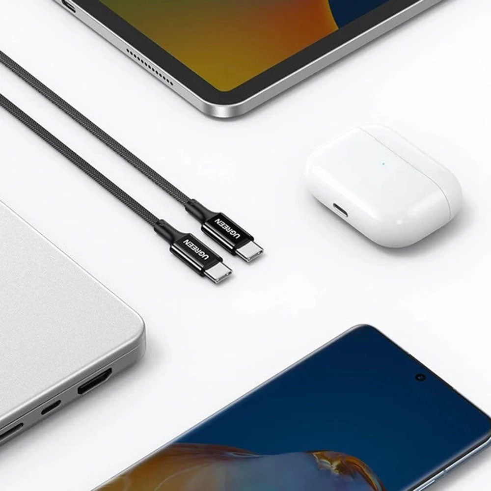 USB-C - USB-C adat- és töltőkábel UGREEN US557 (15267), 100W, 1m, Fehér
