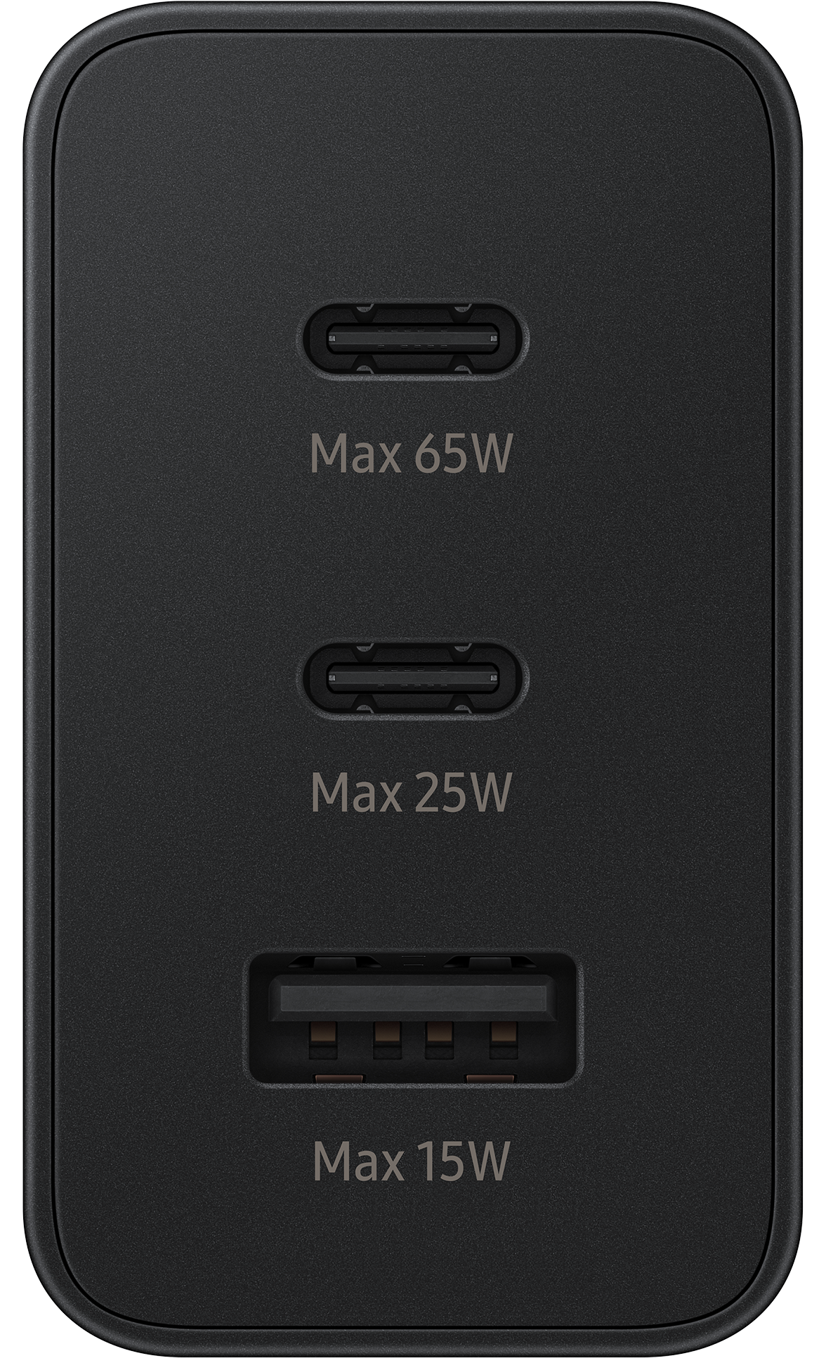 Samsung Trio hálózati töltő, 65W, 3,5A, 1 x USB-A - 2 x USB-C, fekete EP-T6530NBEGEU