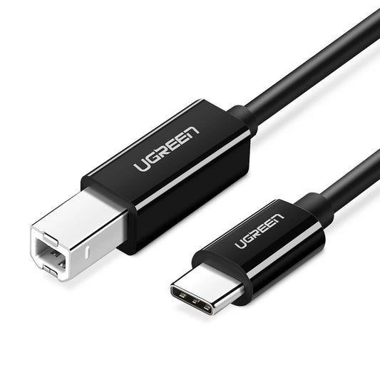 UGREEN US241 nyomtatókábel, USB-C - USB-B, 2m, fekete, 2m, fekete
