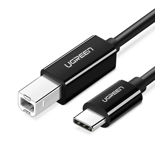 UGREEN US370 nyomtatókábel, USB-C - USB-B, 1m, Fekete