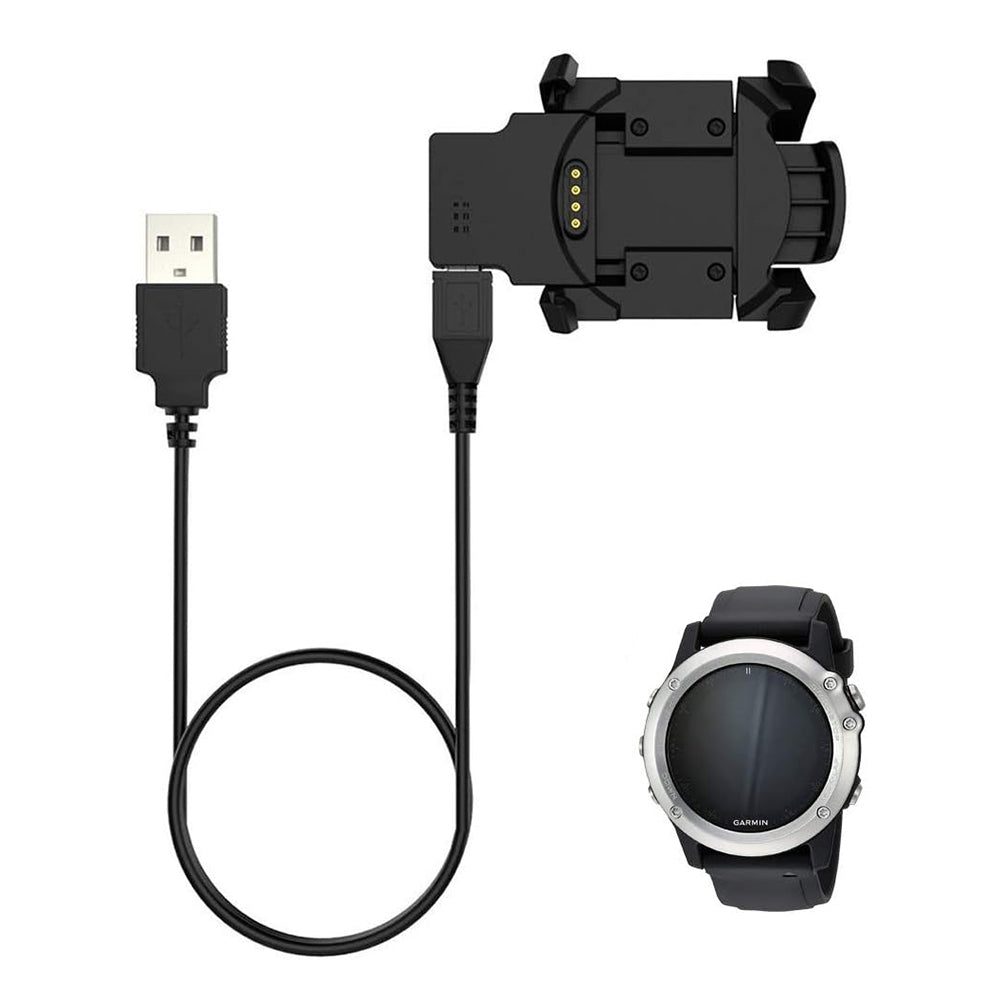 Techsuit TGC5 töltőkábel Garmin Fenix 3 Sapphire / 3 HR / 3, USB-A, Fekete