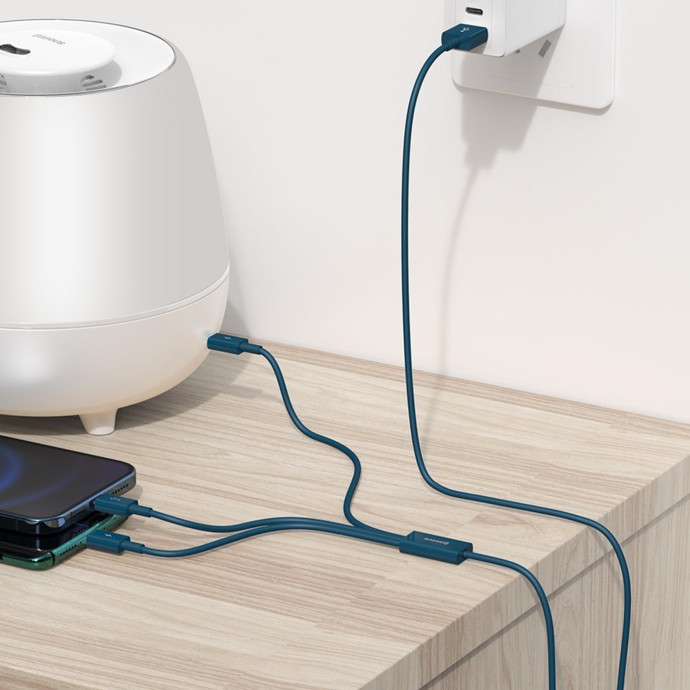 Töltőkábel USB-A - Lightning / microUSB / USB-C Baseus Superior 3in1 sorozat, 20W, 1.5m, kék CAMLTYS-03