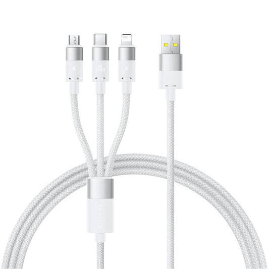 USB-A - Lightning / microUSB / USB-C Baseus StarSpeed töltőkábel, 100W, 1.5m, Fehér P10319900211-00