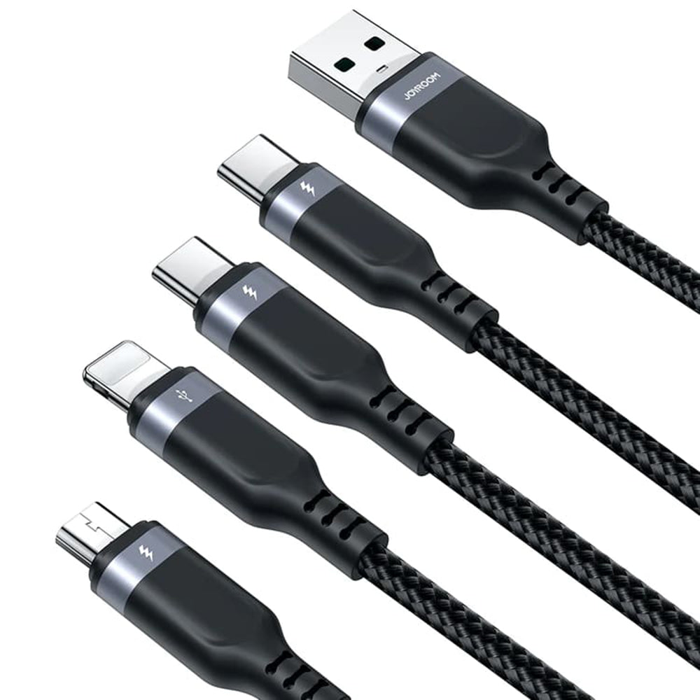 USB-A - Lightning / microUSB / 2 x USB-C Joyroom S-A18 4in1 töltőkábel, 20W, 1.2m, Fekete