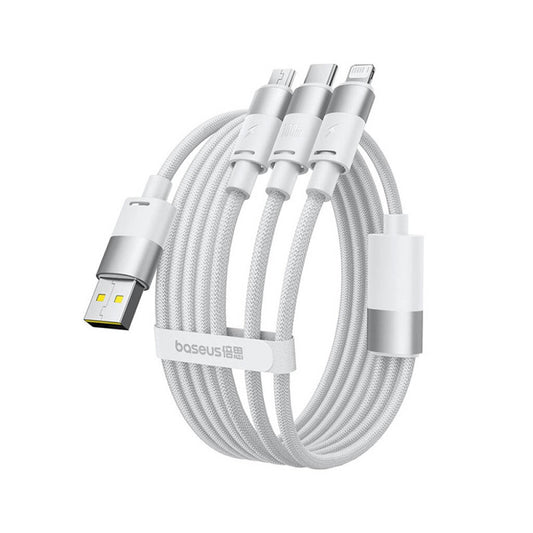 USB-A - Lightning / microUSB / USB-C Baseus StarSpeed töltőkábel, 100W, 1.5m, Fehér P10319900211-00