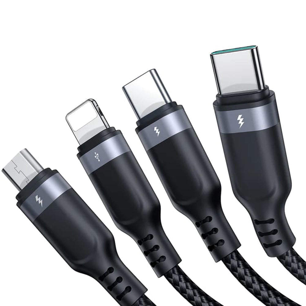 USB-A - Lightning / microUSB / 2 x USB-C Joyroom S-A18 4in1 töltőkábel, 20W, 1.2m, Fekete