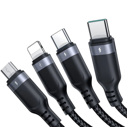 USB-A - Lightning / microUSB / 2 x USB-C töltőkábel Joyroom S-1T4018A18 4in1, 20W, 1.2m, fekete