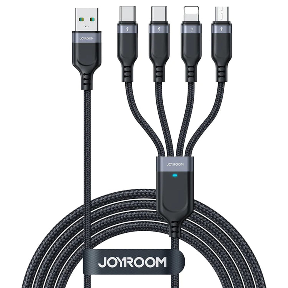 USB-A - Lightning / microUSB / 2 x USB-C Joyroom S-A18 4in1 töltőkábel, 20W, 1.2m, Fekete