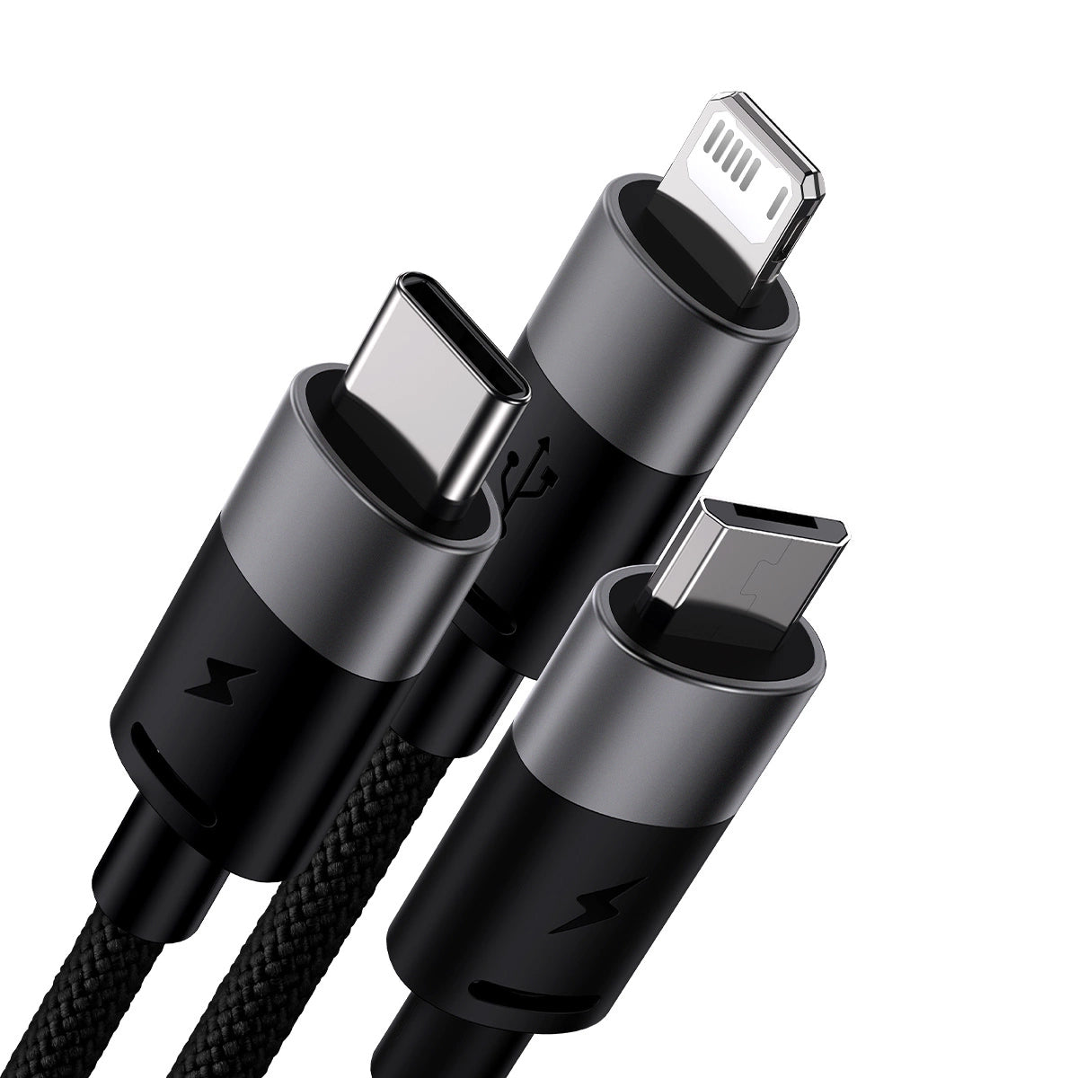 USB-A Charging Cable - Lightning / microUSB / USB-C Baseus StarSpeed 3in1, 20W, 1.2m, Black CAXS000001