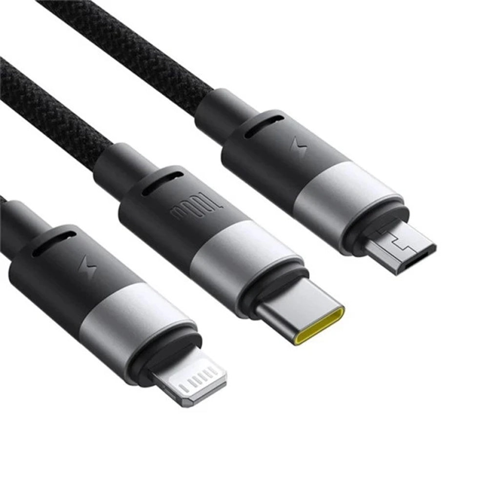 USB-A - Lightning / microUSB / USB-C Baseus StarSpeed 3in1 töltőkábel, 100W, 1.5m, Fekete P10319900111-01