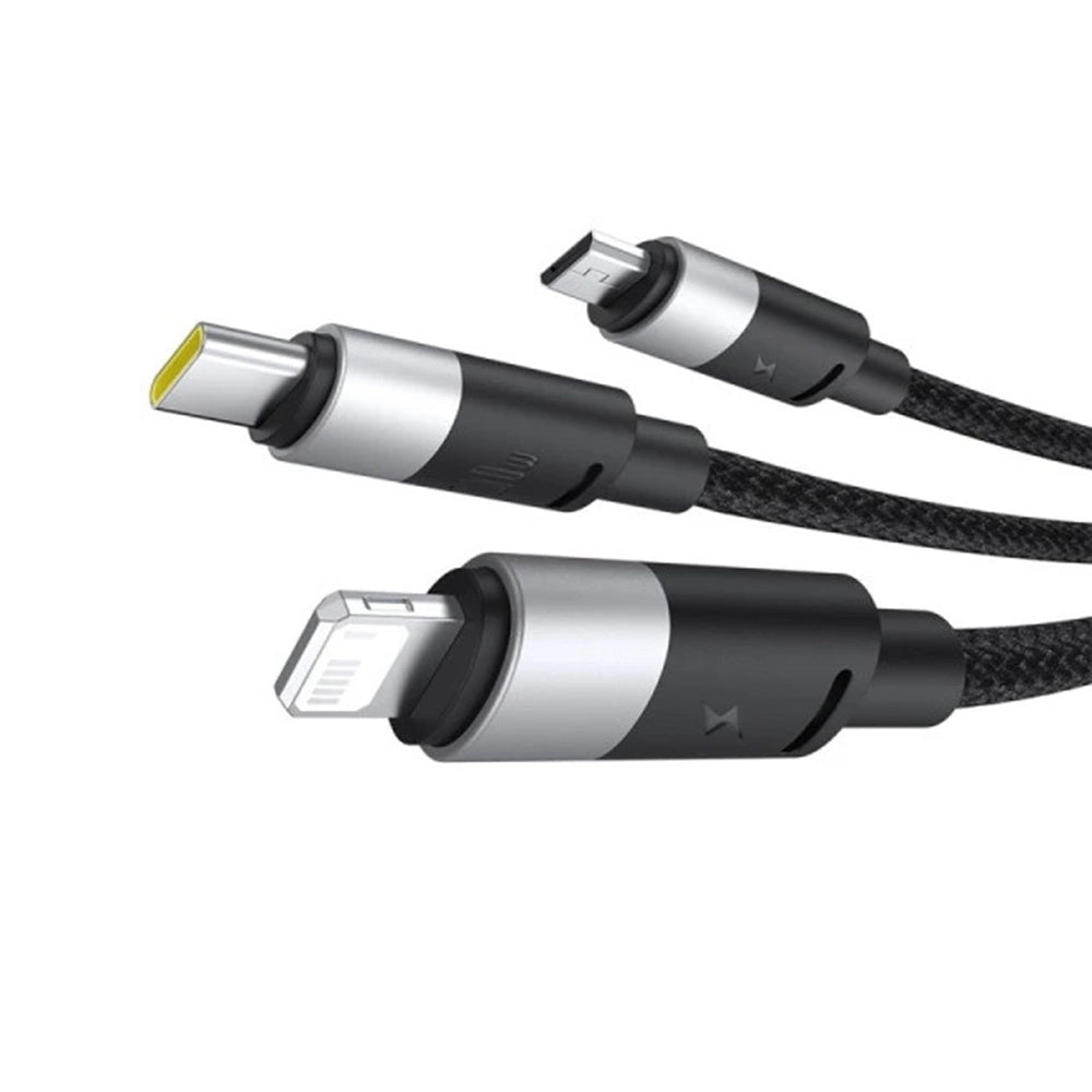 USB-A - Lightning / microUSB / USB-C Baseus StarSpeed 3in1 töltőkábel, 100W, 1.5m, Fekete P10319900111-01