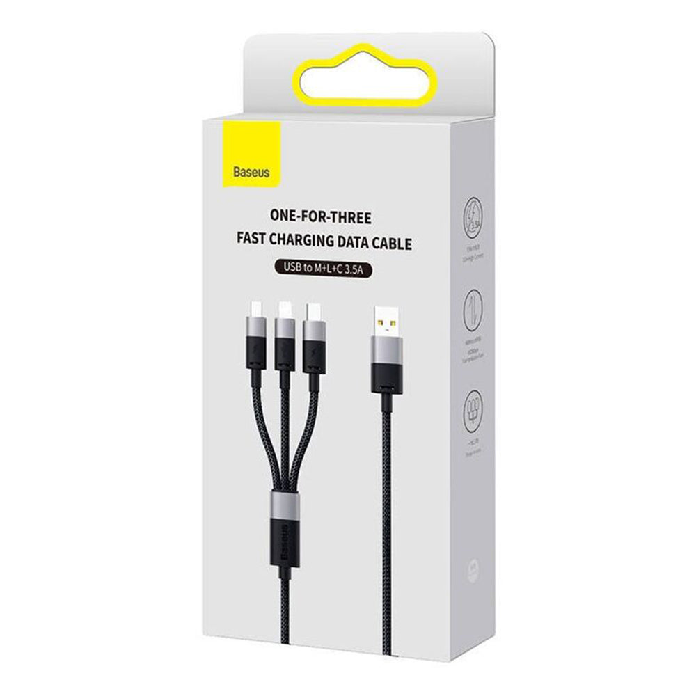 USB-A - Lightning / microUSB / USB-C Baseus StarSpeed 3in1 töltőkábel, 100W, 1.5m, Fekete P10319900111-01