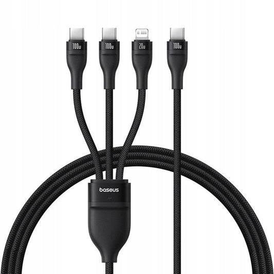 USB-C - Lightning / 2 x USB-C Baseus Flash Series III 3in1 töltőkábel, 100W, 1.5m, Fekete P10377502111-00