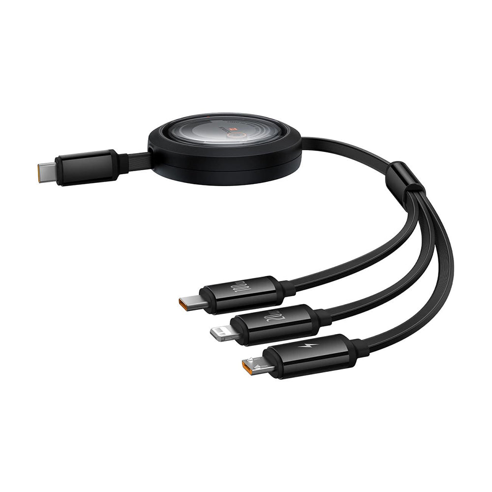 USB-C - Lightning / microUSB / USB-C Baseus Free2Draw Retractable töltőkábel, 100W, 1.1m, Fekete P10368700111-04
