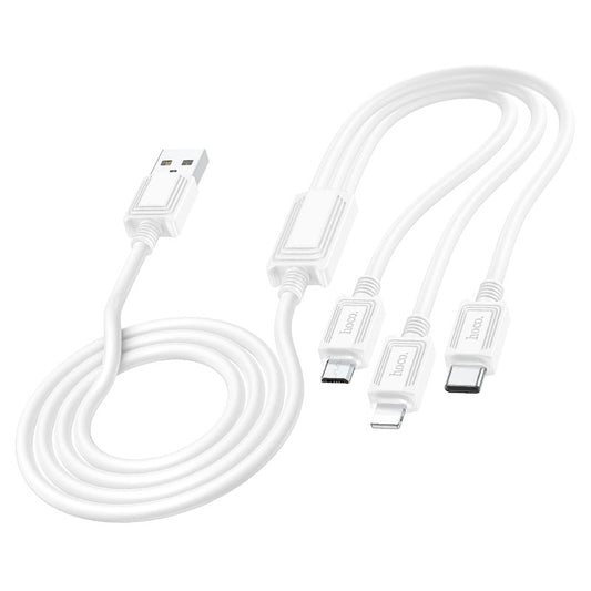 Töltőkábel USB-A - Lightning / microUSB / USB-C HOCO X74 3in1, 18W, 1m, Fehér