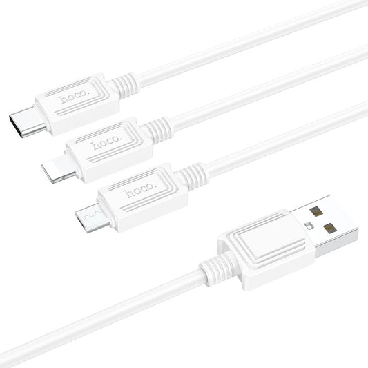 Töltőkábel USB-A - Lightning / microUSB / USB-C HOCO X74 3in1, 18W, 1m, Fehér