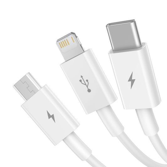 Töltőkábel USB-A - Lightning / microUSB / USB-C Baseus Superior 3in1 sorozat, 20W, 1,2m, fehér CAMLTYS-02