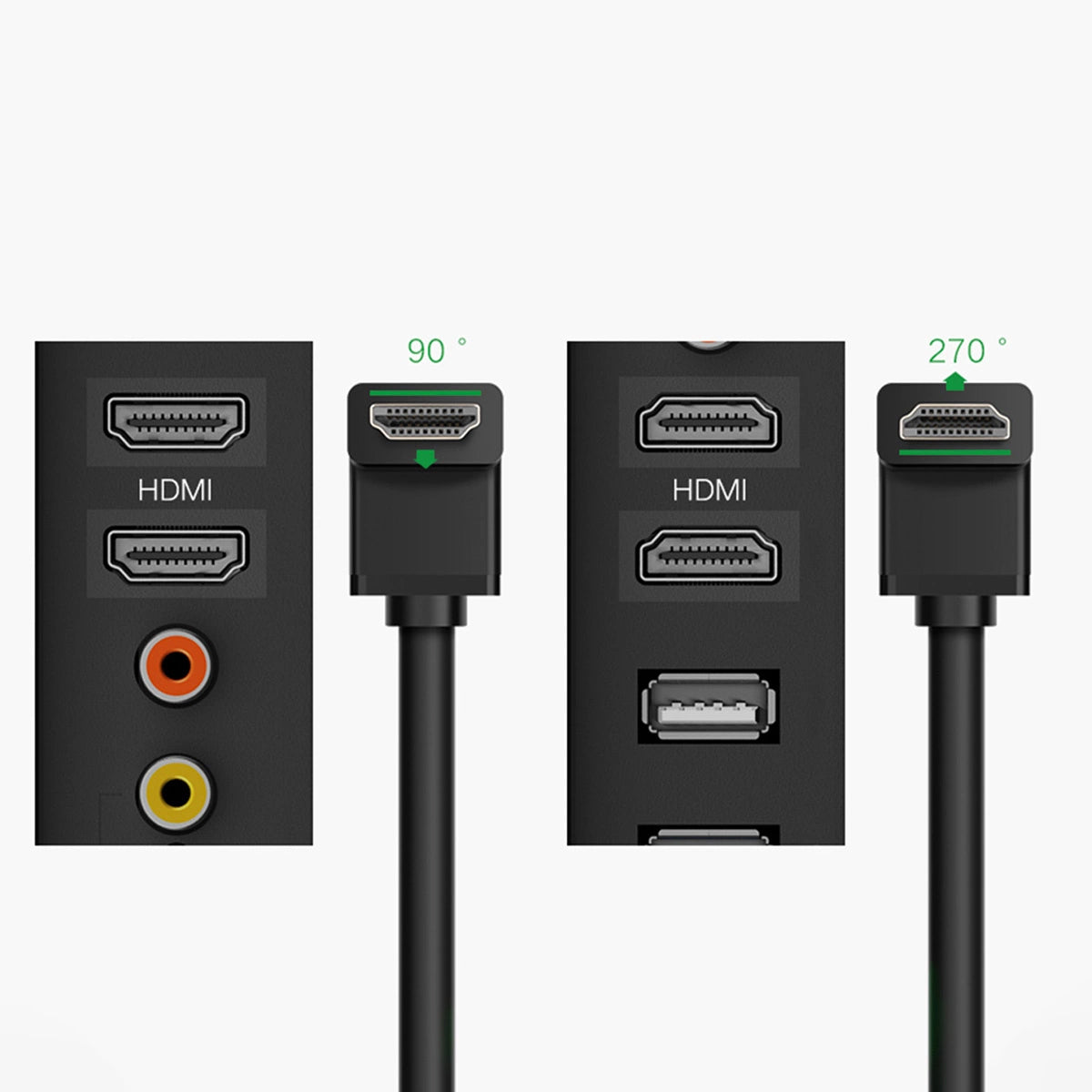 UGREEN Angled videokábel, HDMI - HDMI, 4K, 2m, Fekete