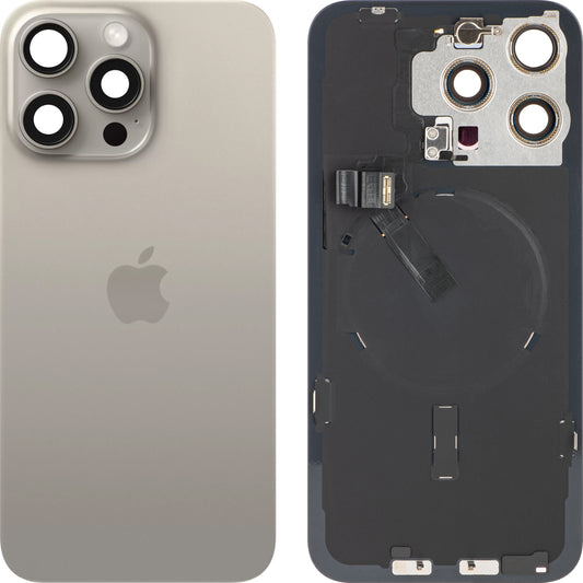 Akkumulátorfedél Apple iPhone 15 Pro Max, bézs (natúr titán), csere