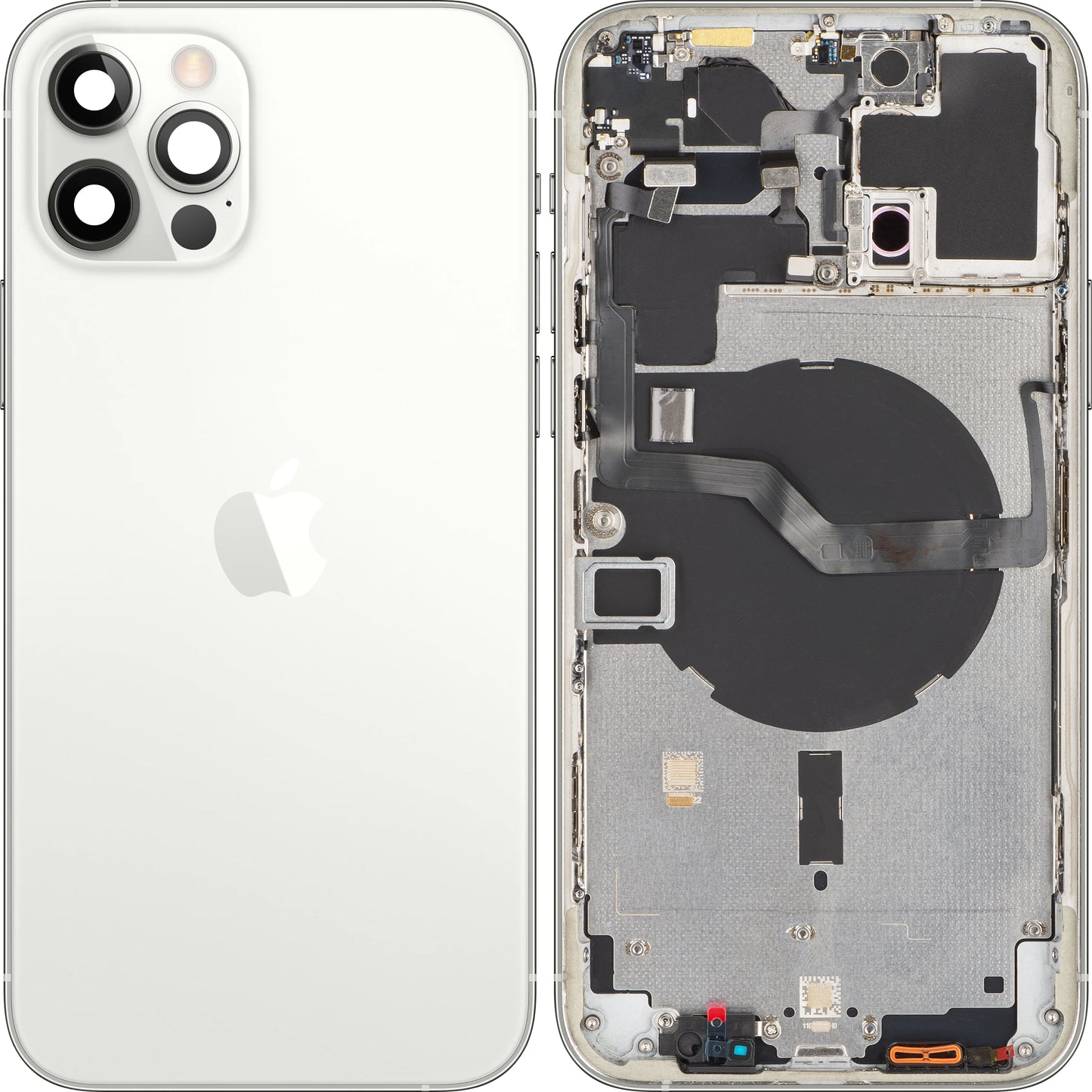 Apple iPhone 12 Pro Max akkumulátorvédő, középső tokkal, ezüst, cserélhető