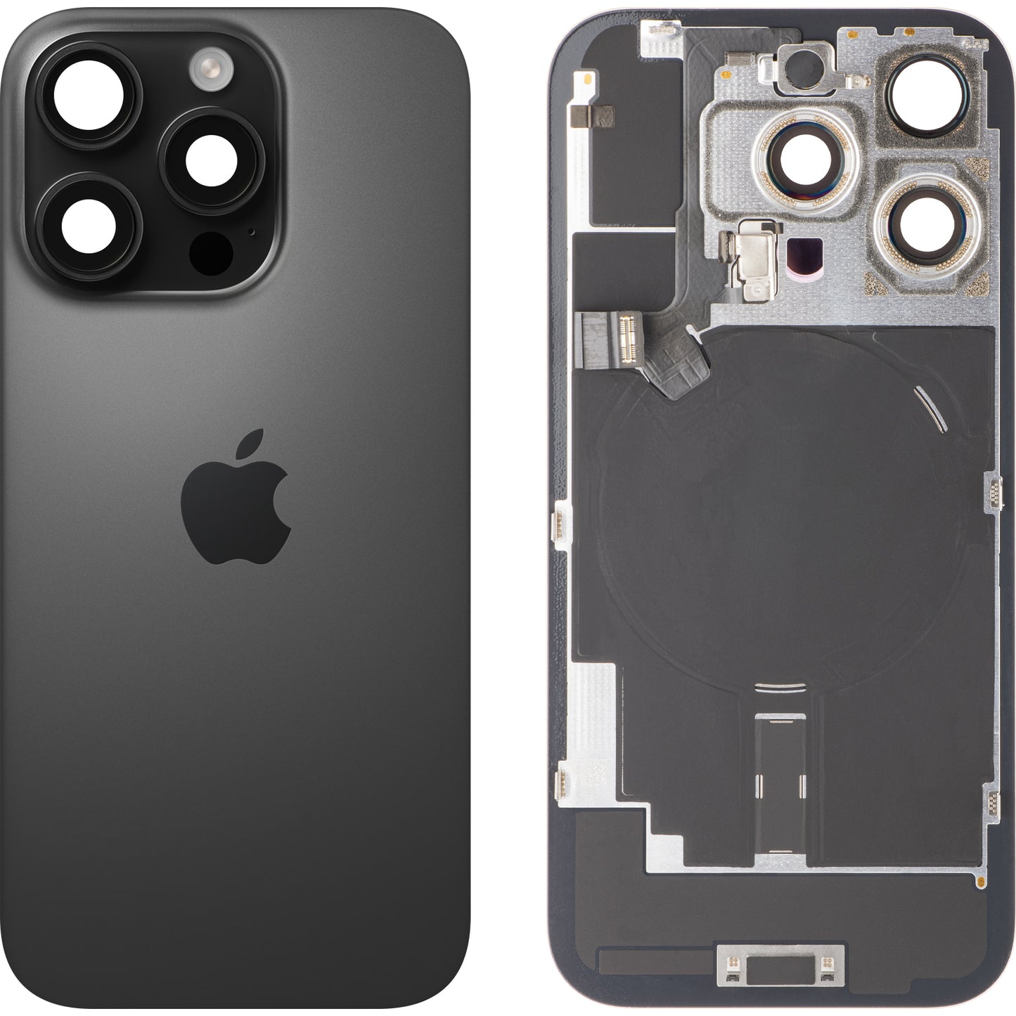 Apple iPhone 16 Pro akkumulátor fedél, Fekete (Black Titanium), Csere