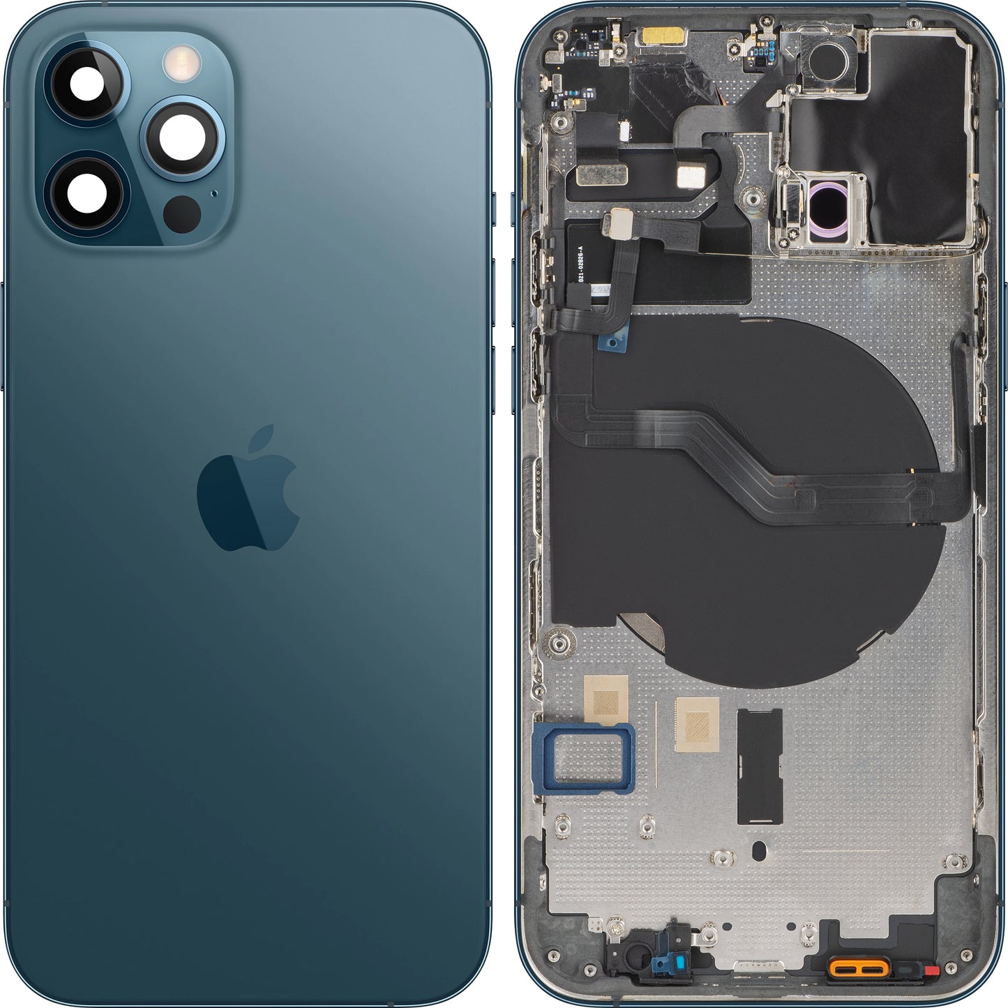 Apple iPhone 12 Pro akkumulátor fedél, középházzal, Kék (Csendes-óceáni Kék), Swap