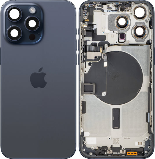 Apple iPhone 15 Pro Max akkumulátor fedél, középházzal, kék (Blue Titanium), Swap