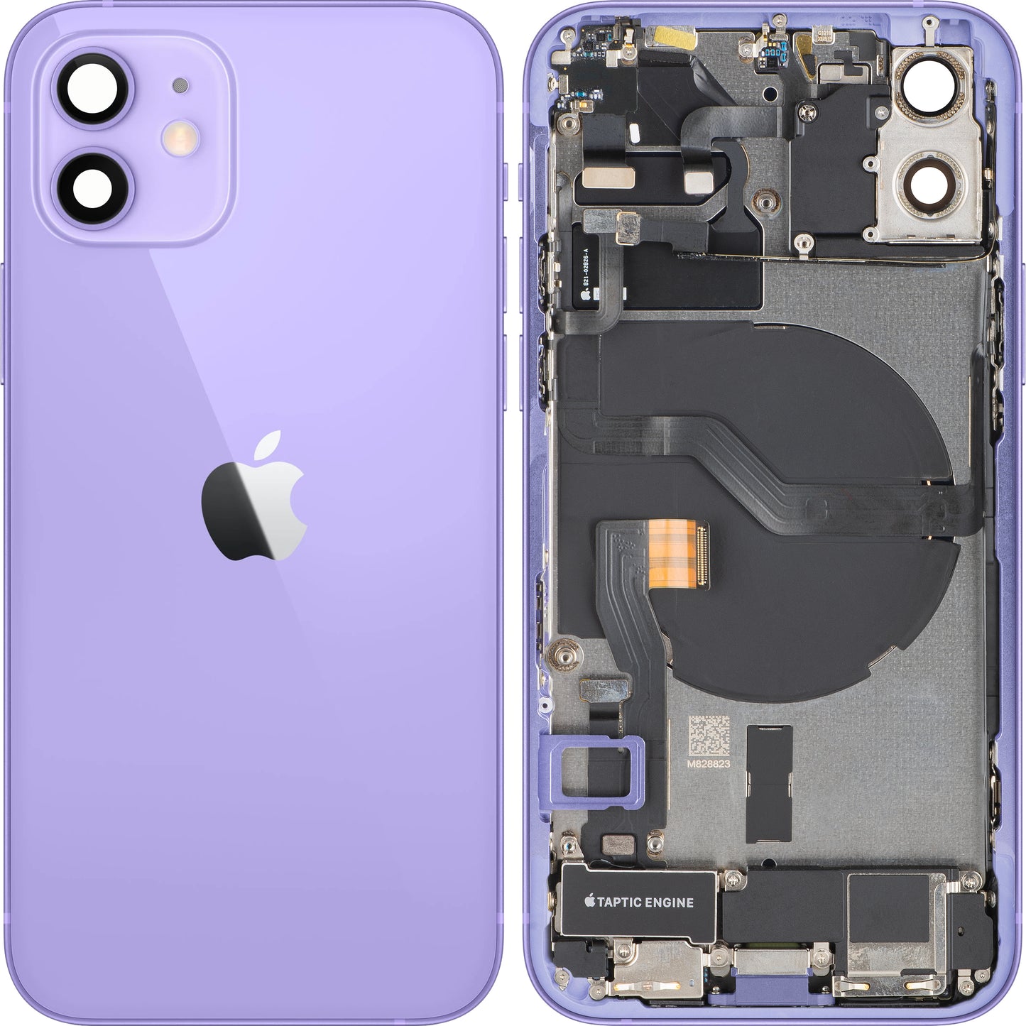 Apple iPhone 12 akkumulátor fedél, középházzal, teljes alkatrészekkel, lila, csere