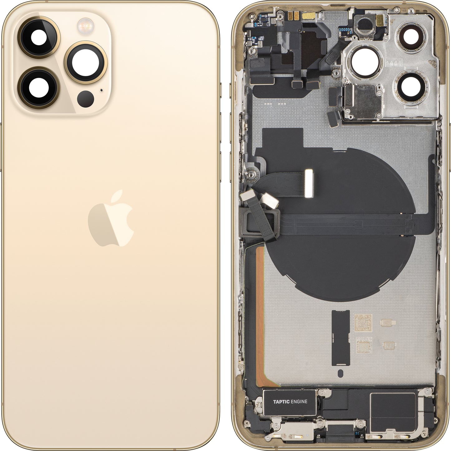 Apple iPhone 13 Pro Max akkufedél, középházzal, teljes alkatrészekkel, arany, Swap