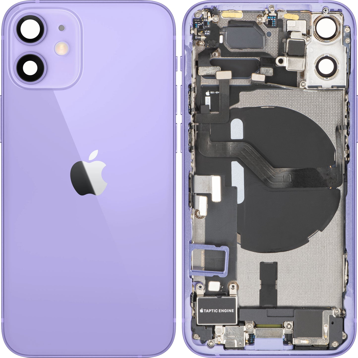 Apple iPhone 12 mini akkumulátor fedél, középházzal, teljes alkatrészekkel, lila, csere