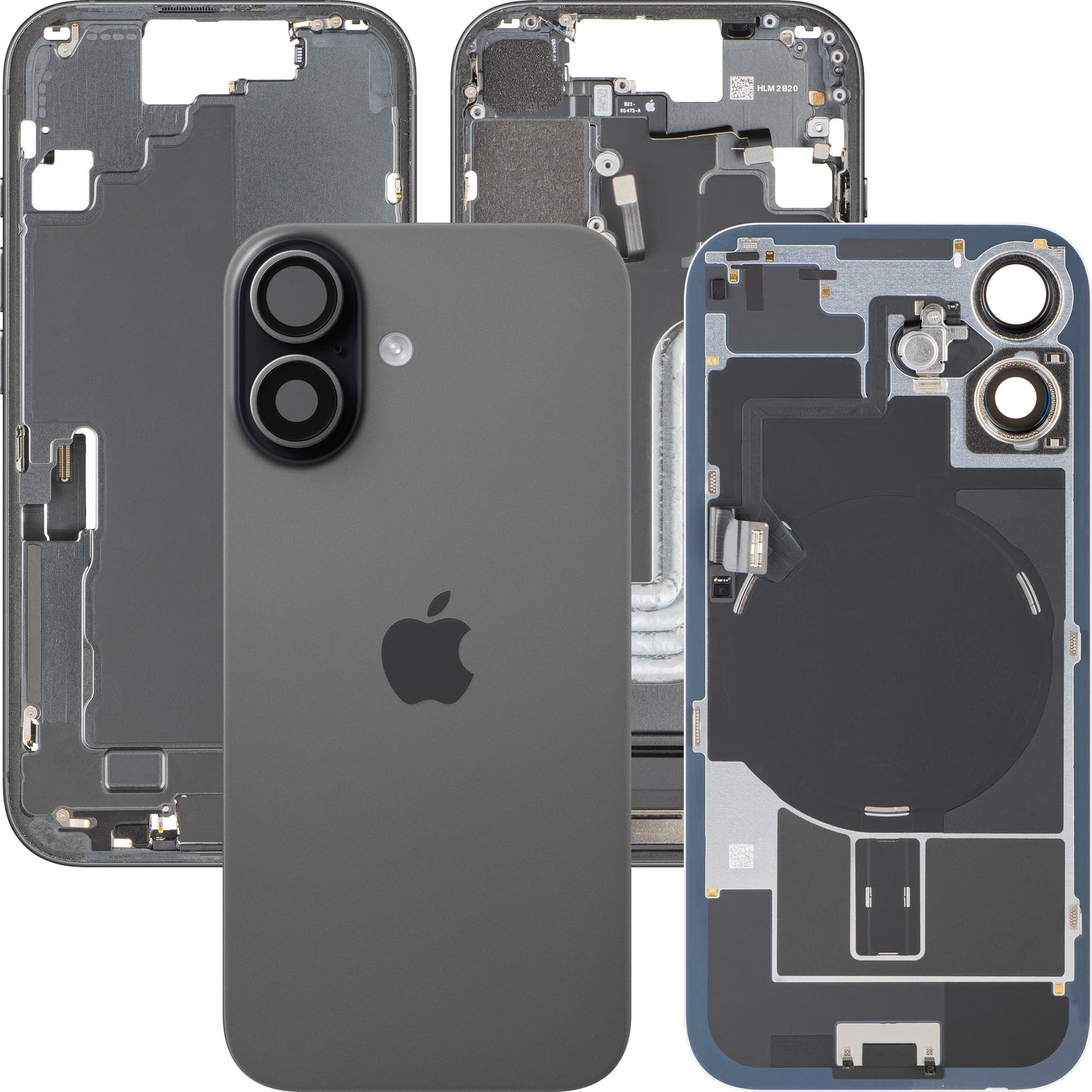 Apple iPhone 17 akkumulátor fedél, középházzal, teljes alkatrészekkel, fekete, csere