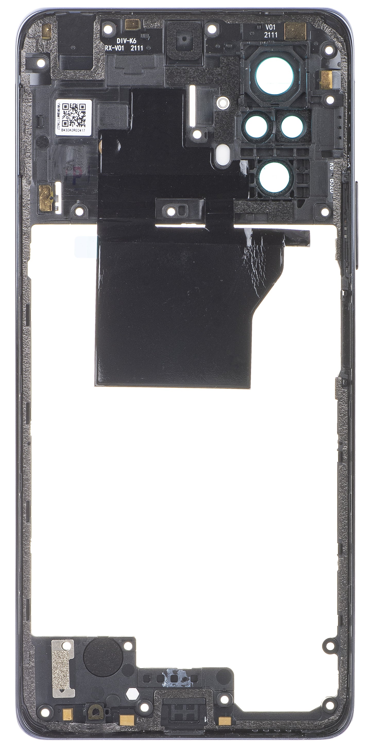 Középső Ház - Hátsó Kamera Üveg Xiaomi Redmi Note 10 Pro, Szürke