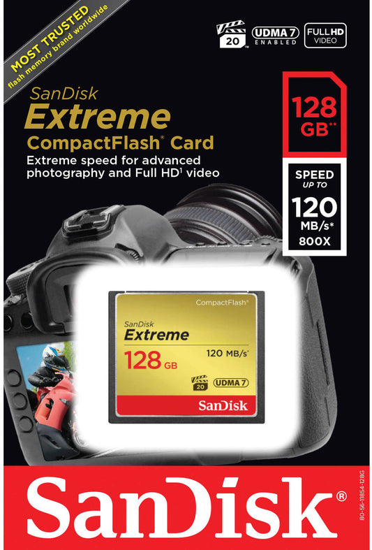 SanDisk Extreme CompactFlash memóriakártya, 128Gb, UDMA 7 SDCFXSB-128G-G46