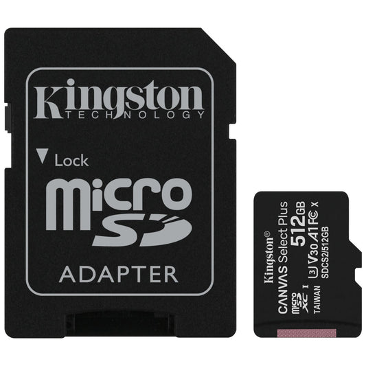 Kingston Canvas Select Plus microSDXC memóriakártya Kingston Canvas Select Plus, 512 GB, Class 10 / UHS-1 U3, SDCS2/512GB adapterrel