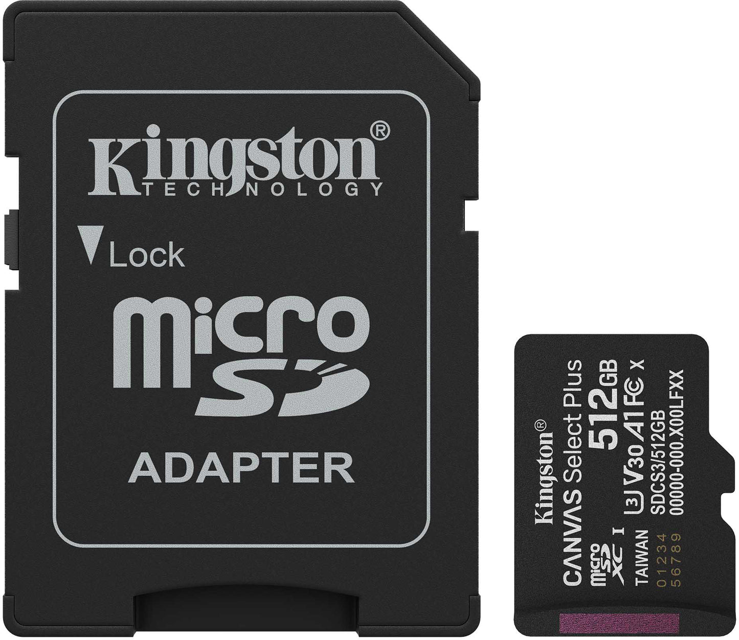 Kingston Canvas Select Plus Android A1 microSDXC memóriakártya, 512GB, 10. osztály / UHS-1 U3, adapterrel SDCS3/512GB