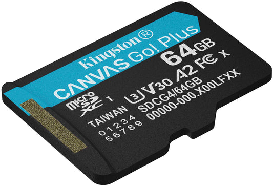 Kingston Canvas Go Plus Android A2 microSDXC memóriakártya, 64GB, 10. osztály / UHS-1 U3 SDCG4/64GBSP