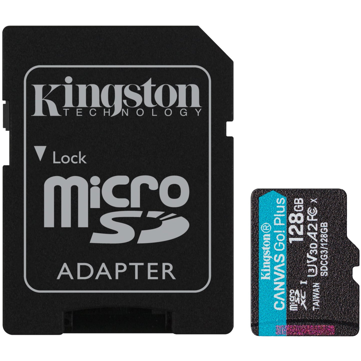 Kingston Canvas Go Plus Android A2 microSDXC memóriakártya, 128GB, 10-es osztály / UHS-1 U3, adapterrel SDCG3/128GB