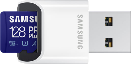 Samsung PRO Plus microSDXC memóriakártya, 128Gb, 10. osztály / UHS-1 U3, Kártyaolvasóval és Adapterrel MB-MD128KB/WW