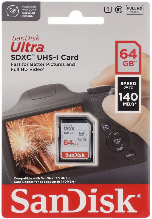 SDXC SanDisk Ultra memóriakártya, 64GB, 10. osztály / UHS-1 U1 SDSDUNB-064G-GN6IN