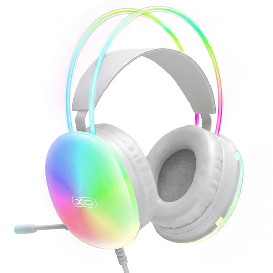 3,5 mm-es XO Design GE11 gamer fejhallgató, RGB, fehér