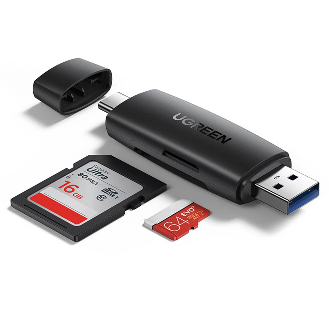 USB / USB-C kártyaolvasó UGREEN CM304, SD - microSD, Fekete