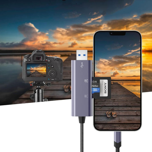 USB / Lightning kártyaolvasó Tech-Protect Ultraboost, SD - microSD, szürke