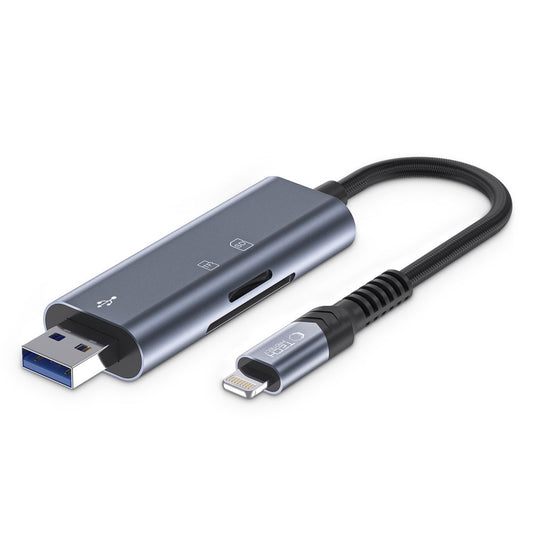 USB / Lightning kártyaolvasó Tech-Protect Ultraboost, SD - microSD, szürke