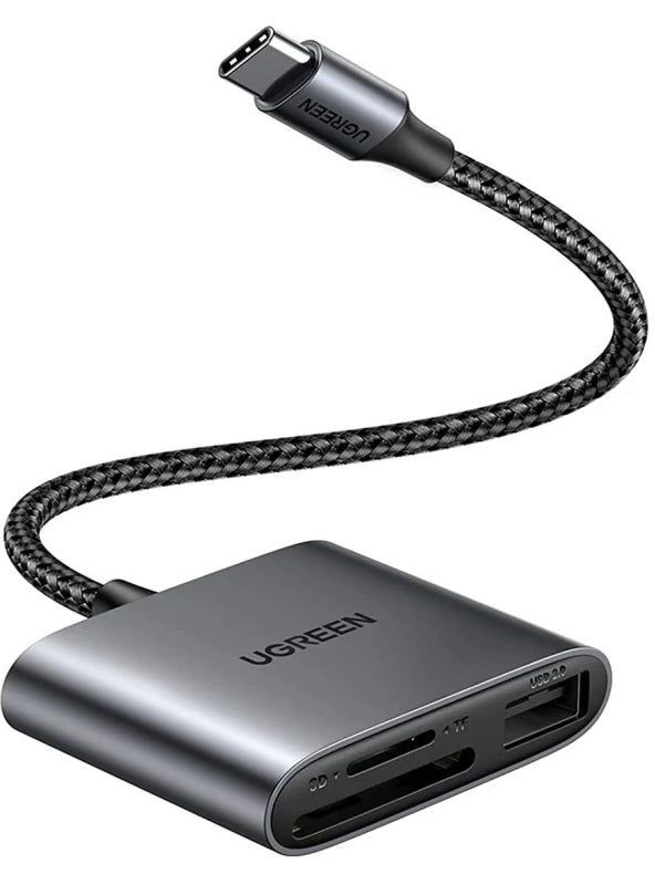 USB-C UGREEN CM387 kártyaolvasó, USB-A (OTG) - SD - microSD, Fekete