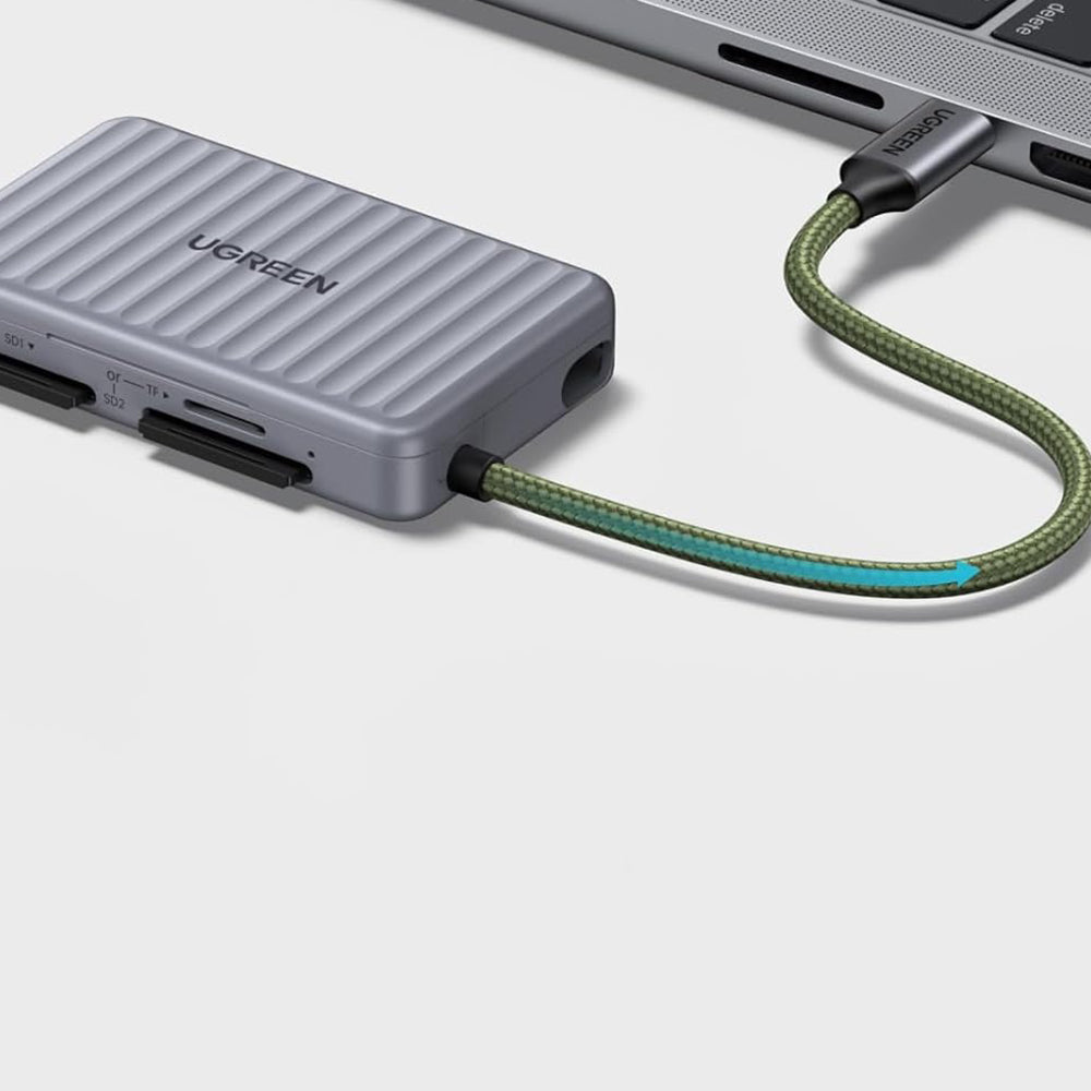 UGREEN 55886 USB-C Kártyaolvasó Szervezővel, 2 x SD - microSD, Szürke